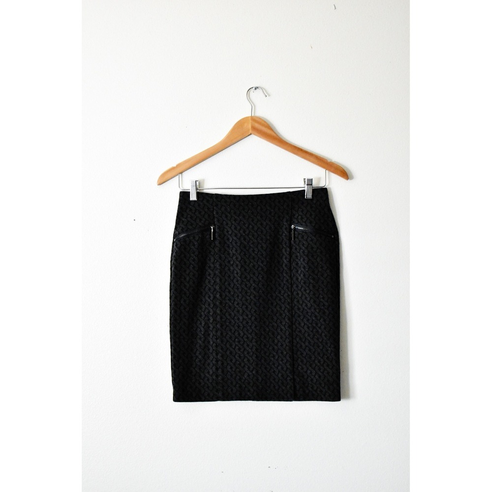 Alfani Pencil Skirt Womens 4P Gray Excellent Geometric Jacquard Zipper‎ Detail